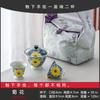 Guochao Hand-Painted Orchid Cover Bowl Two Cup Set Portable Cloth Bag Outdoor Tea Drinking High Value Light Luxury Travel Tea Set