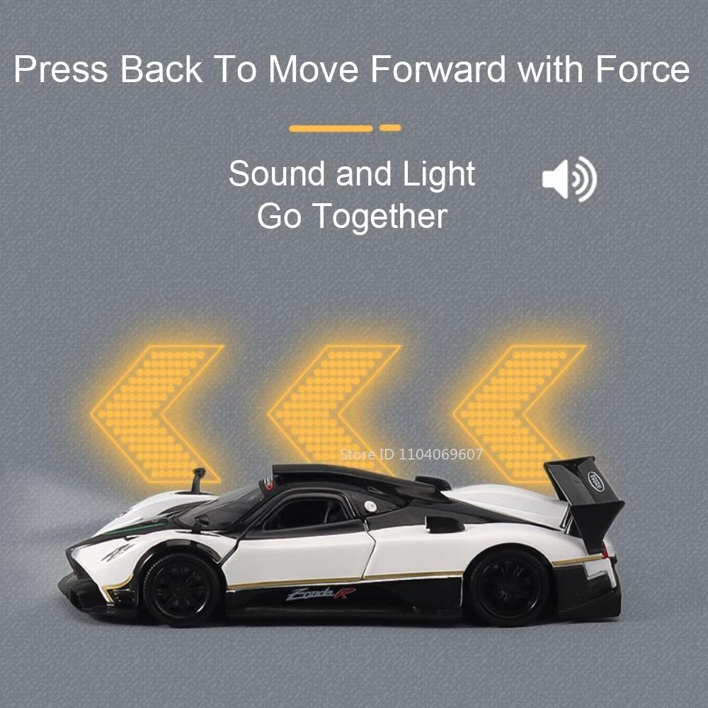 1:32 Pagani Zonda R Huayra Bc Sportwagen Spielzeugmodelle Legierung Druckguss Sound Licht Türen Öffnen Rückzieher Mini-Supersportwagen Für Jungen Geschenke