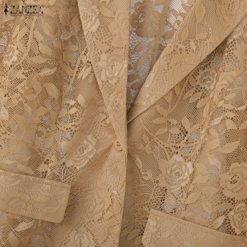 ZANZEA Women Summer Fashion See-Through Lace Cardigan Blouse