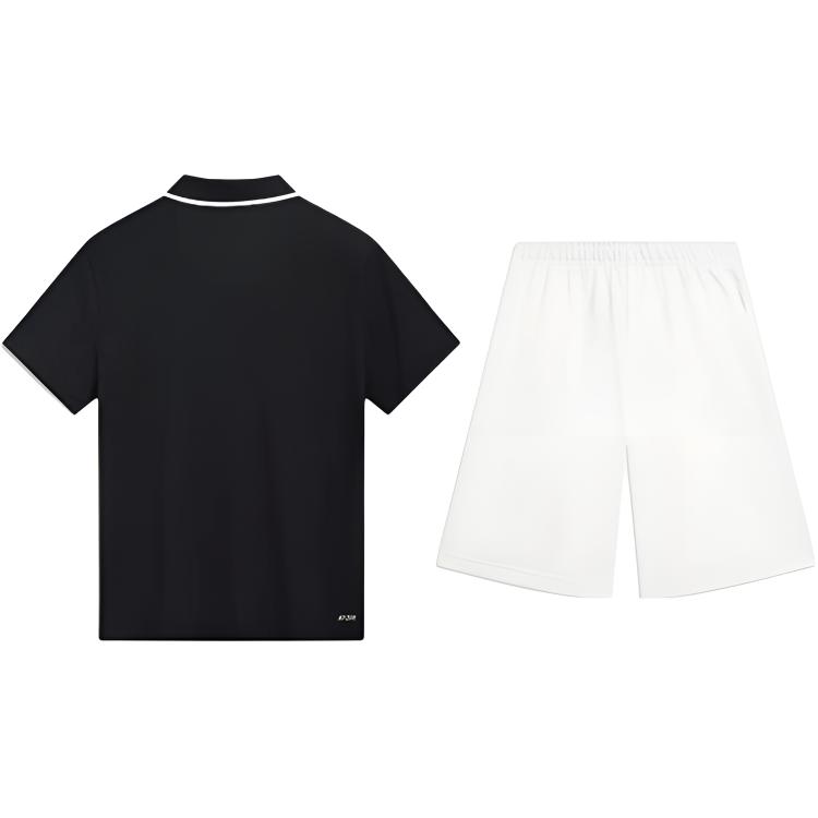 Li-Ning Plain Simple Quick-Dry Breathable Comfortable Versatile Short Sleeve Polo Shirt Casual Sports Suit Unisex suits YPLU043-2+AKST593-7