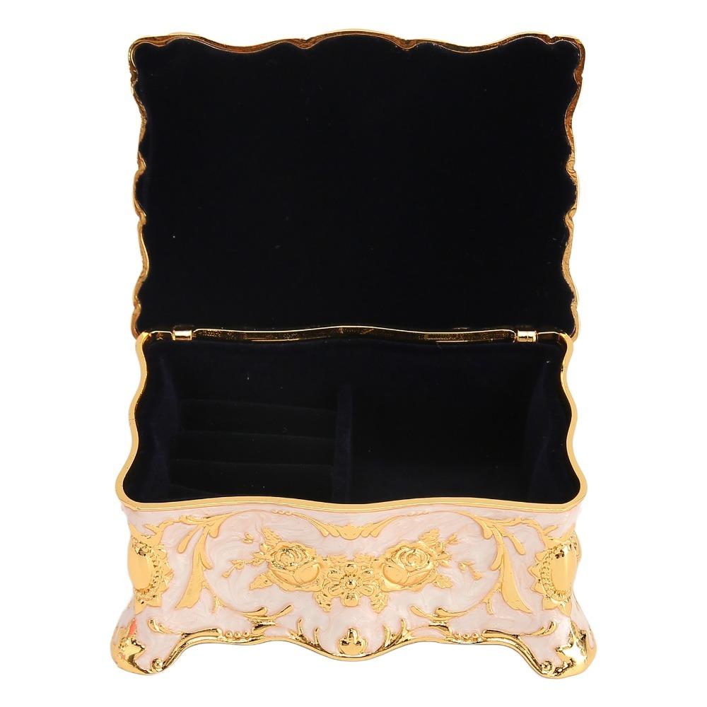 Metal Enamel Jewelry Box Rectangular Jewelry Organizer Trinket Box Gemstone Storage Tray