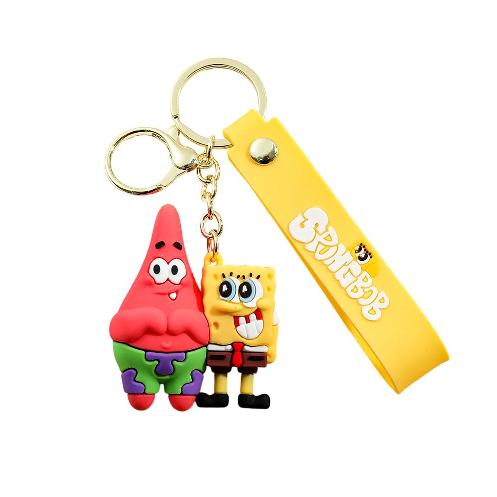 SpongeBob SquarePants Character Keychain Set - SpongeBob, Patrick, Squidward PVC Figures & Metal Rings, Bag Charm Christmas Gift