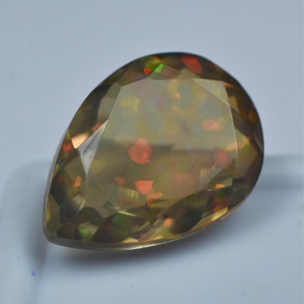 Lab-Created Opal Loose Gemstone Ethiopian 8.80 ct Pear Cut Multi-Color October Birthday Birthstone