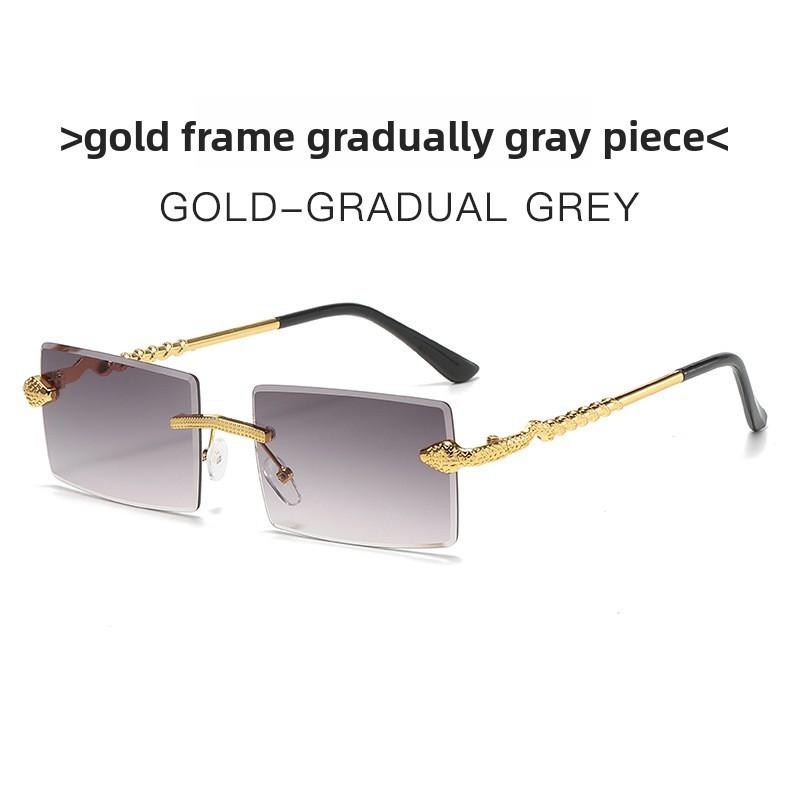 Geometric Metal Frameless Sunglasses For Men And Women Uv400 Sun Protection Summer GradientGray