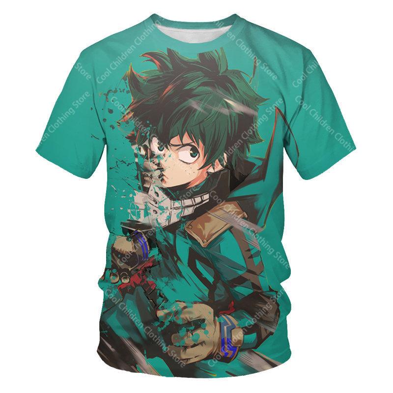 My Hero Academia Estate Ragazzi Ragazze Abbigliamento a Maniche Corte per Maglietta Carina Moda Casual Abbigliamento Genitore Figlio Maglietta a Maniche Corte