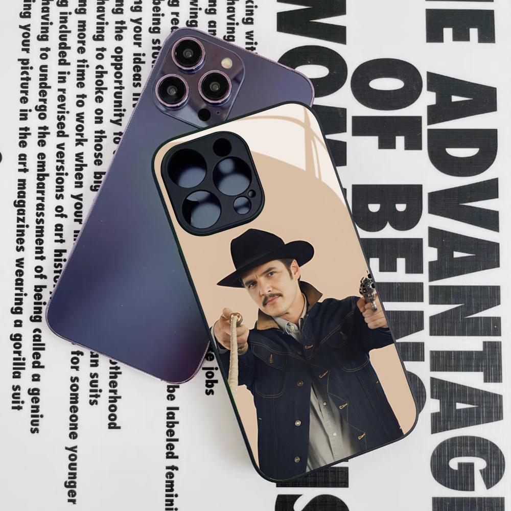 Pedro Pascal Collage Pics Phone Case for Iphone 17 16 15 14 12 11 13 Pro Max Mini X Air Puls Black Glass Cover