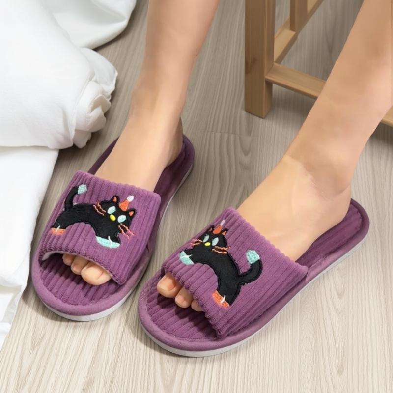 

Модные милые тапочки-шлепанцы с котенком, нескользящие, удобные для дома и спальни, игривый дизайн кошки, тапочки из мягкой ткани, милые тапочки 38-39 фиолетовый