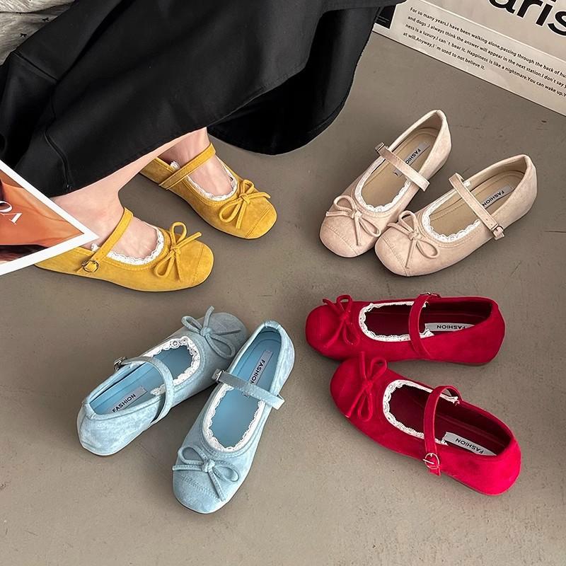 Fashion fairy wind Mary Jane shoes summer gentle inner height increase bow shallow mouth single shoes lace edge evening shoes