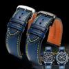 Echtes Leder+ Silikonkautschuk Uhrenarmband für Citizen Blue Angel AT8020 Sky Eagle JY8078 8035 Armband 22mm 23mm Schwarz