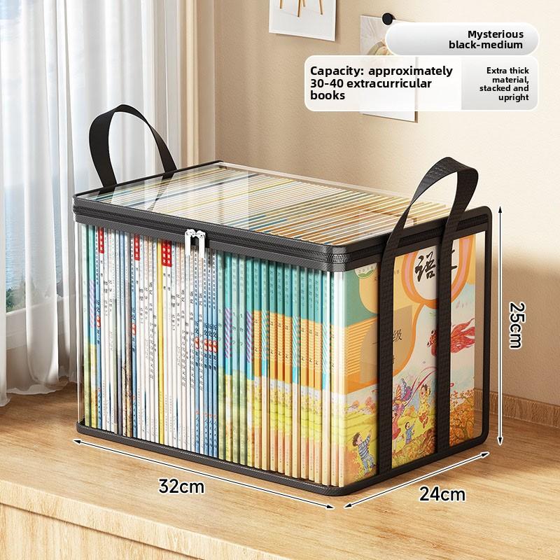 Dustproof Transparent Book Storage Bag Foldable Desktop Organizer for Students Home Classroom Old Books Container251