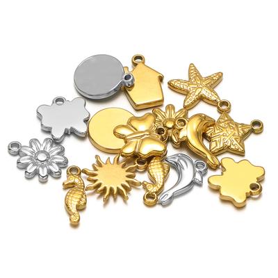 5pcs Stainless Steel Sun Flower Dolphin House Seahorse Starfish Charms DIY Jewelry Findings Necklaces Bracelets Earrings Making