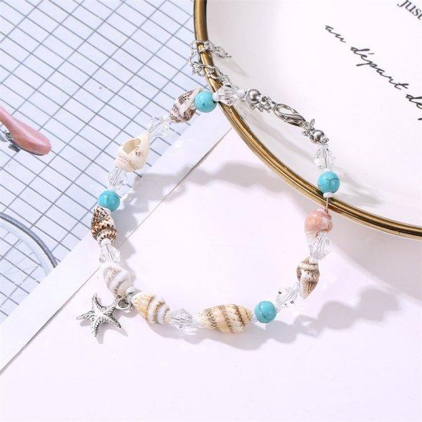 Boho Imitation Pearl Cowrie Shell Bracelet For Women Gold Color Starfish Charm Chain Bangle Summer Beach Vacation Jewelry Gift