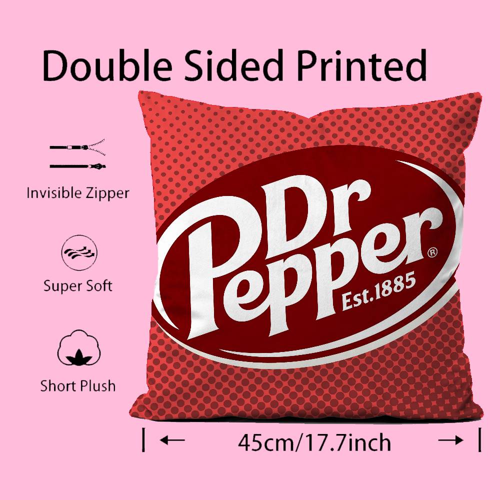 Fashion Hot D-Dr PepperS Pillow Case Anti-dustmite Pillowcase Invisible Zipper Silky Short Plush Sofa Cushion Cover