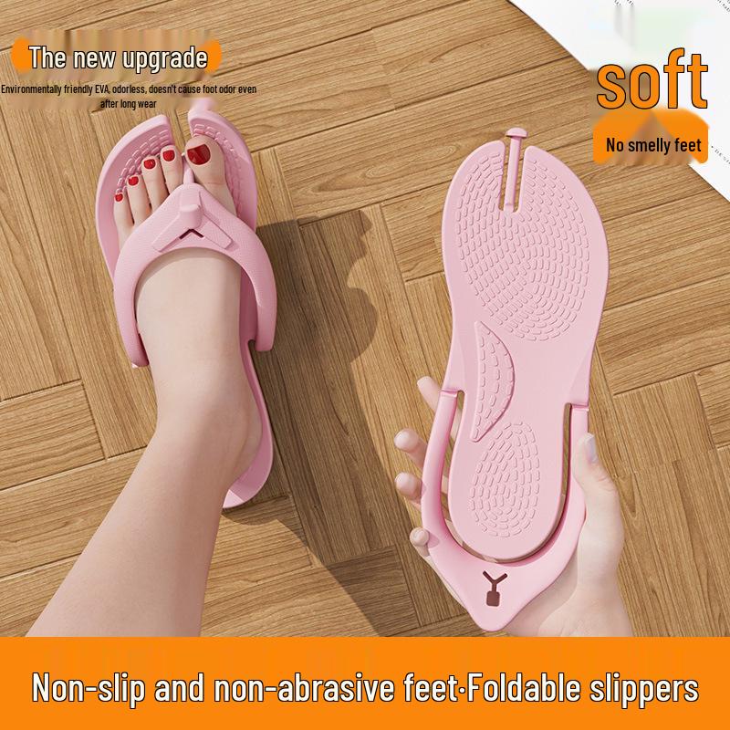 Unisex Portable Folding Non-Slip Travel Slippers for Beach, Bathroom, and Business Trips