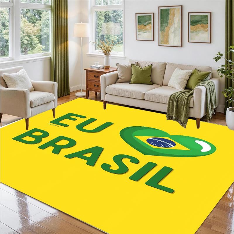 Brazil national football team Design Crystal Velvet Rug Soft Decorative Mat for Bedroom Entrance