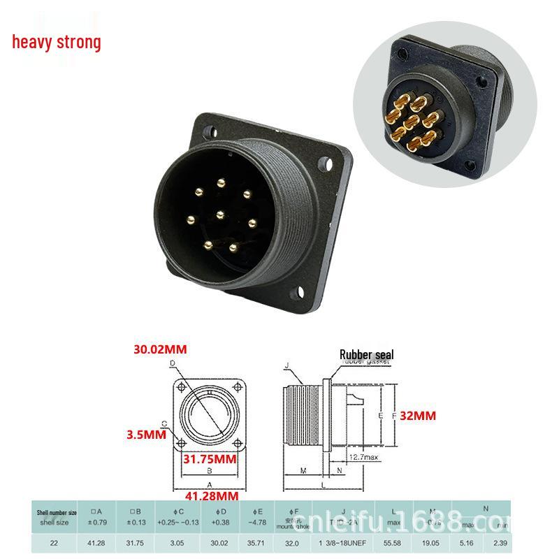 Heavy-Duty 8-Pin Male-Female Connector Plug MS3106A22-23S Socket MS3102A22-23P US Standard.