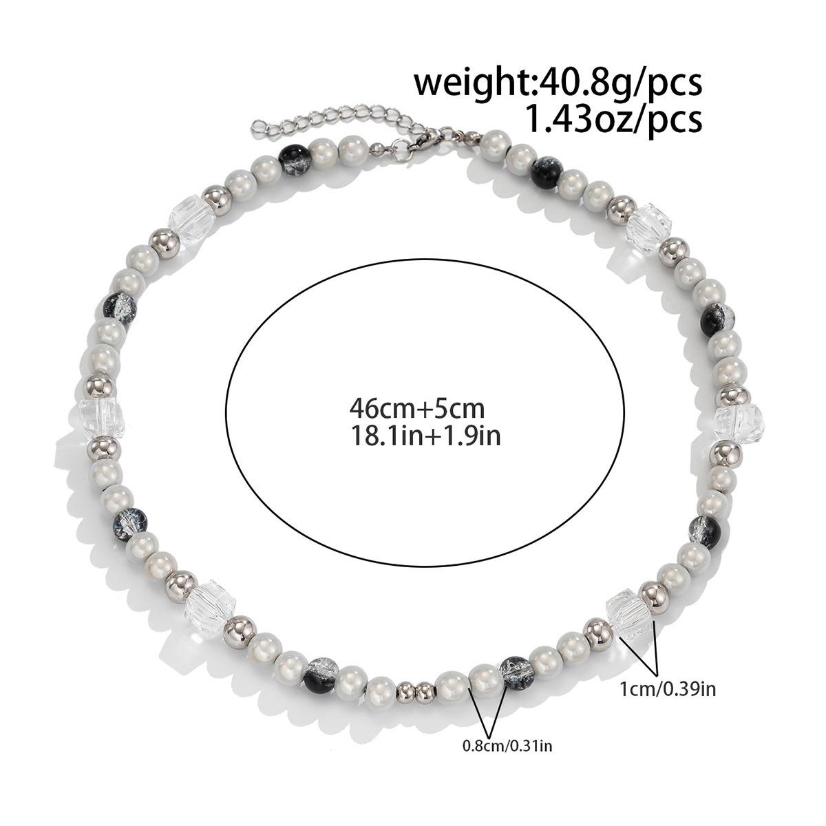 

NEW Beads Chain Necklaces for Men Y2K Women, Clear Transparent Glass Stone Beaded Collar, Unisex Summer Choker Zircon Mainland