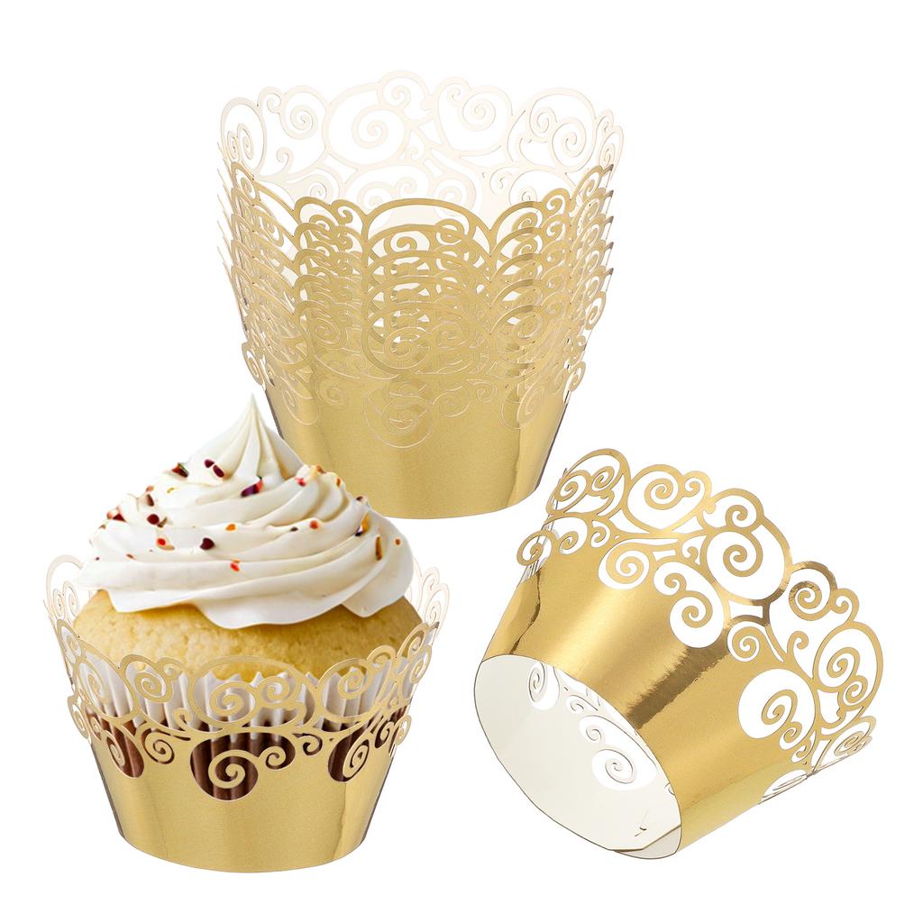 50 Pack Cupcake Wrappers Paper, Baking Cups Standard Cloud Decoration for Anniversary Birthday Weddings and Parties, Pink