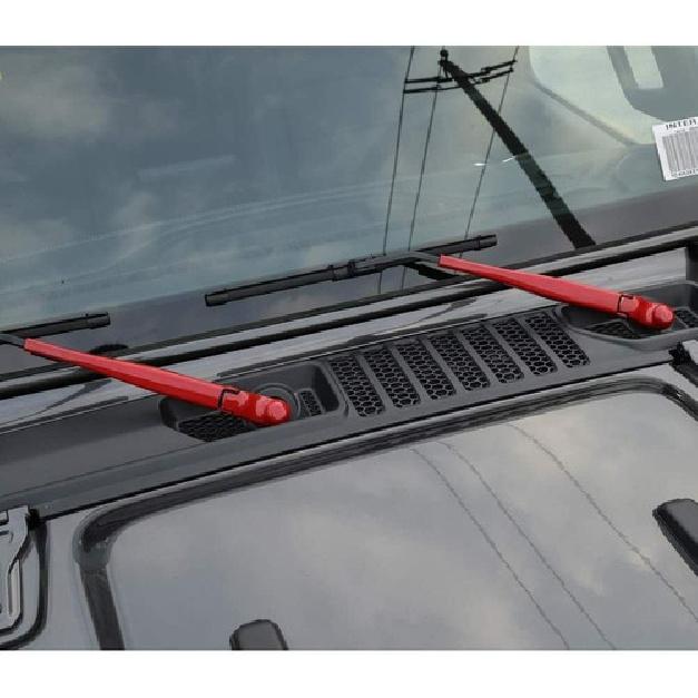 2X Red Front Window Windshield Wiper Decor Cover Trim for Jeep Wrangler JL 2018+