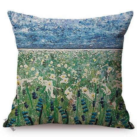 Sunrise Landscape Oil Painting Art Sofa Decorative Throw Pillow Case Sunset Flower Sea Living Room Chair Cushion Cover Cojines