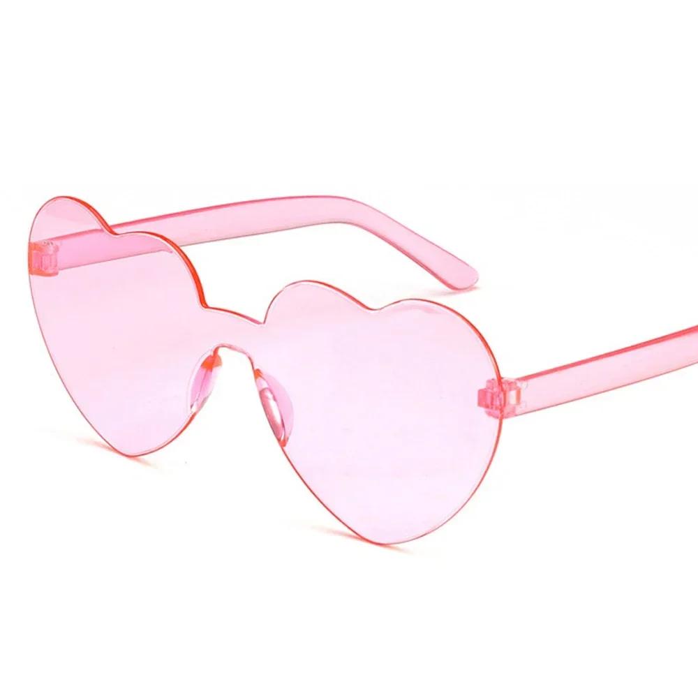 Fashion Women'S Heart-Shaped Sunglasses With Candy-Colored Transparent Plastic Frames Love Heart Sun Glasses For Female In One
