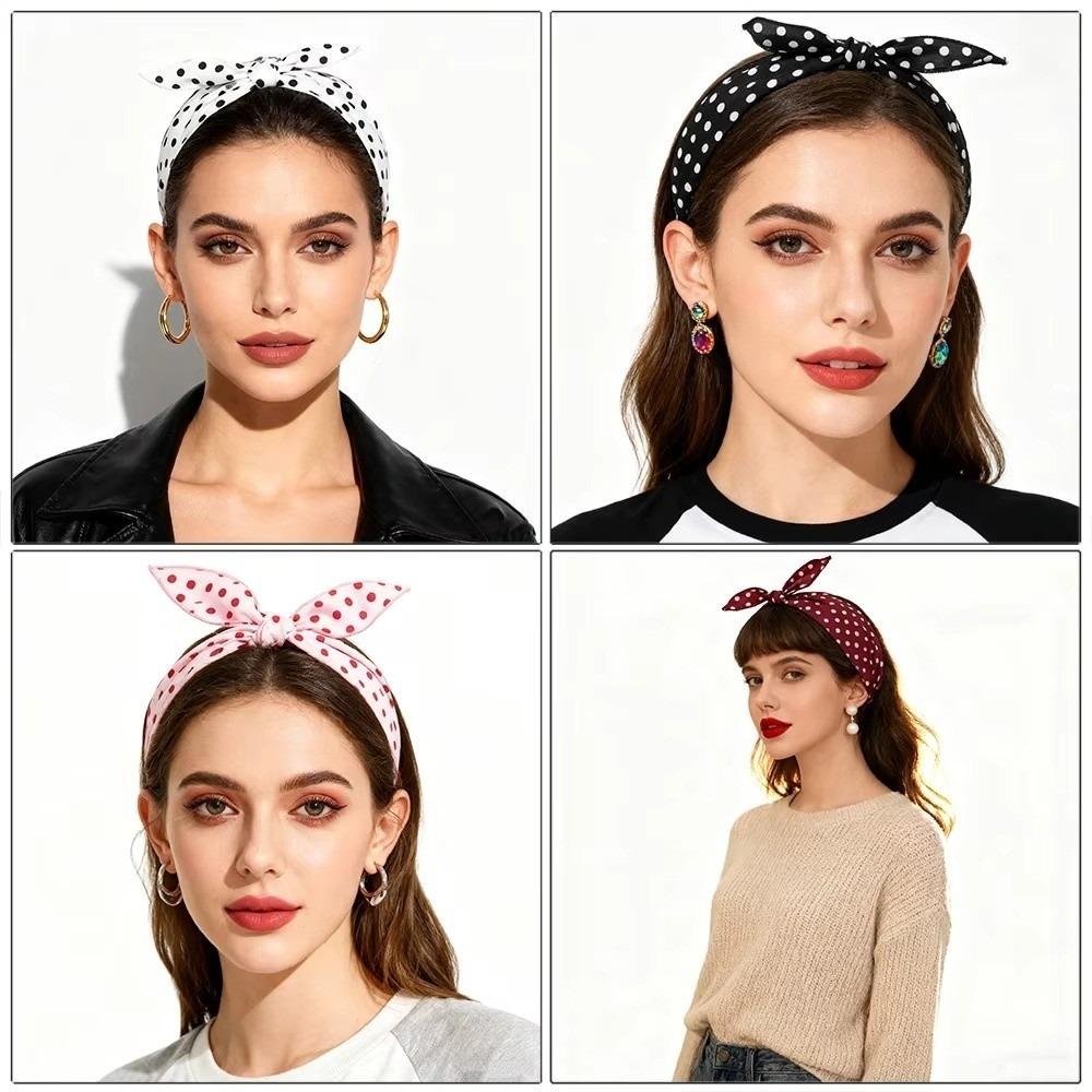 Polyester Polka Dots Triangle Scarf Thin Head Wraps Stacked Wear Foulard Hair Band Travel Matching