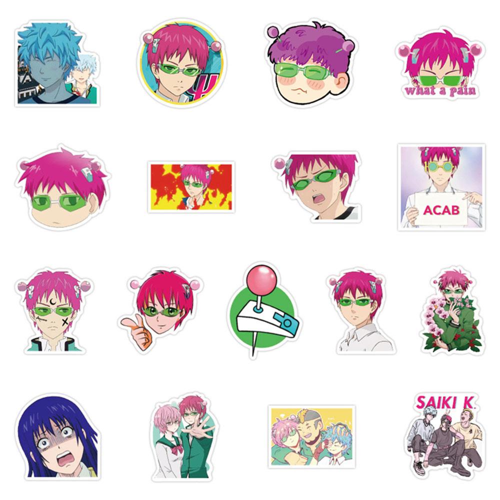 Autocollants Saiki K 50 Pièces - Graffiti Anime Disastrous Life Of Saiki K & Teruhashi Kokomi - Décalques Imperméables Pour Ordinateur, Bouteille, Casque, Vélo