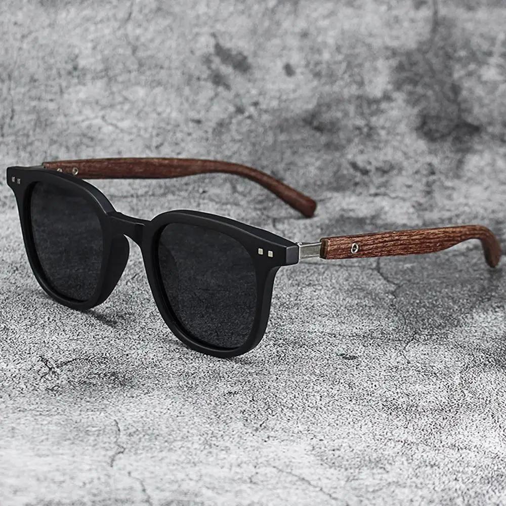 Trendy Wood Grain Sunglasses UV385 Protection Retro Eyewear for Men Women Outdoor Cycling Street Photography Glasses