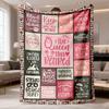 1pc Flannel Queen Bee Retirement Quote Throw | Inspirational Phrases, Vibrant Colors & Geometric Patterns, Perfect Farewell or Colleague Gift for Wome