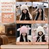 Fleece Lined Knitted Hat Korean Style Sheep Horn Hat Cute Trapper Hat  Cold Weather