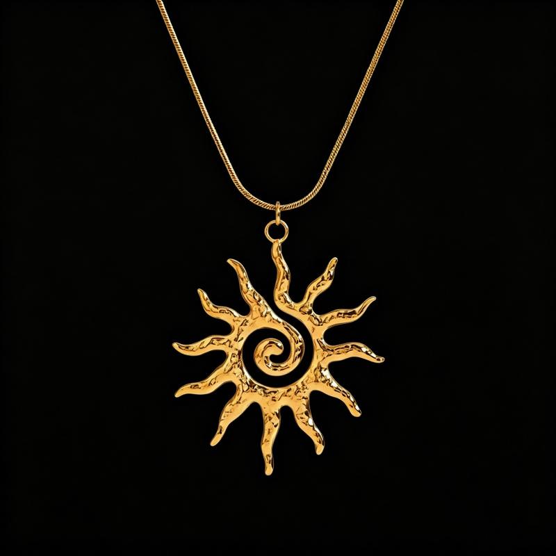 Aanslagbestendig Bohemien Sieradenset Verguld Spiraal Zon Hanger Ketting Oorbellen voor Moederdag Cadeau