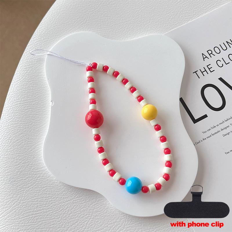 

Korean Style Cute Phone Wrist Strap Handmade Beaded Chain Colorful for All Phone Case Car Key Bag Anti Loss Accessory