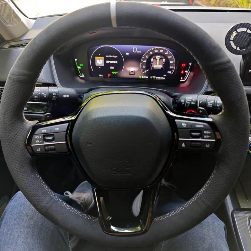 Car Steering Wheel Cover Suede Leather Breathable For Honda Civic 11 XI   Steering Wheel Braiding Cover Accessories Gray Thread