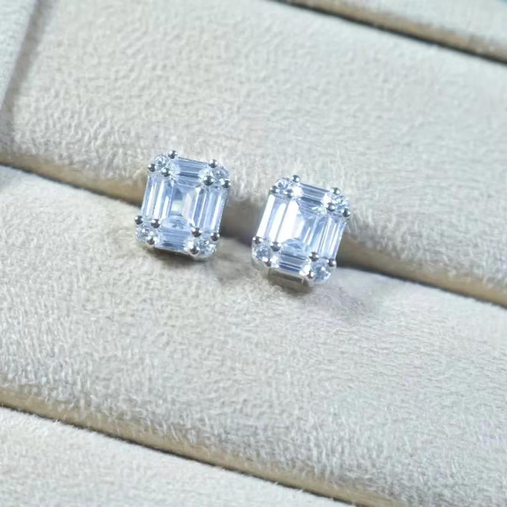 Zircon Blanc Vente en Gros Boucles d'Oreilles Puces Argent 925 Femme Occidentales