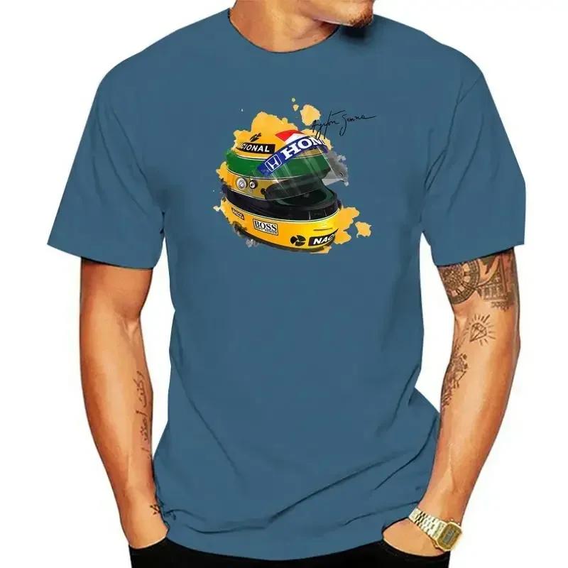 Signatur Mann Ayrton Senna Helm T-Shirt Tops 1 Rennwagen Aquarell harajuku Männer 100% Baumwolle Kurzarm T-Shirt übergroß