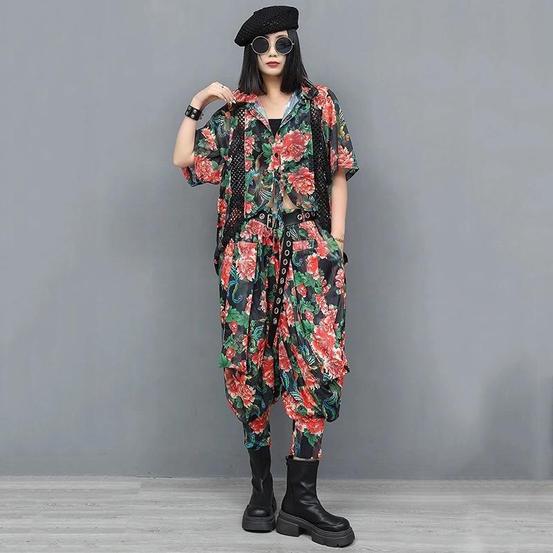 XITAO Hollow Out Asymmetrical Print Sets GYX1664