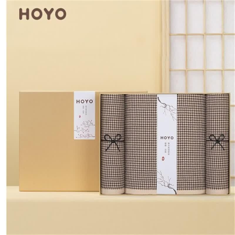 HOYO Pure Cotton Houndstooth Towel & Bath Towel Set