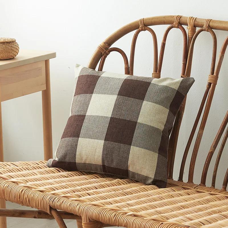 Yarn Dyed Striped Cotton and Linen Pillowcase Multi Color Plaid Pillowcase Household Pillowcase Cushion