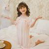 Girls' Ice Silk Princess Nightgown - Fairy Style Summer Pajamas