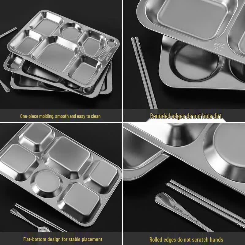 304 Stainless Steel Divided Canteen Tray