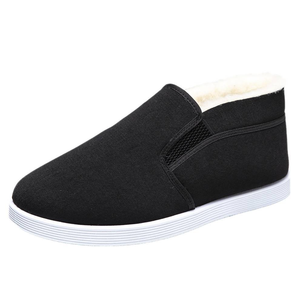 High-top Military Single Cotton Shoes Velvet Warm Lazy Shoes Large Size Medium Black Cloth Cotton Shoes