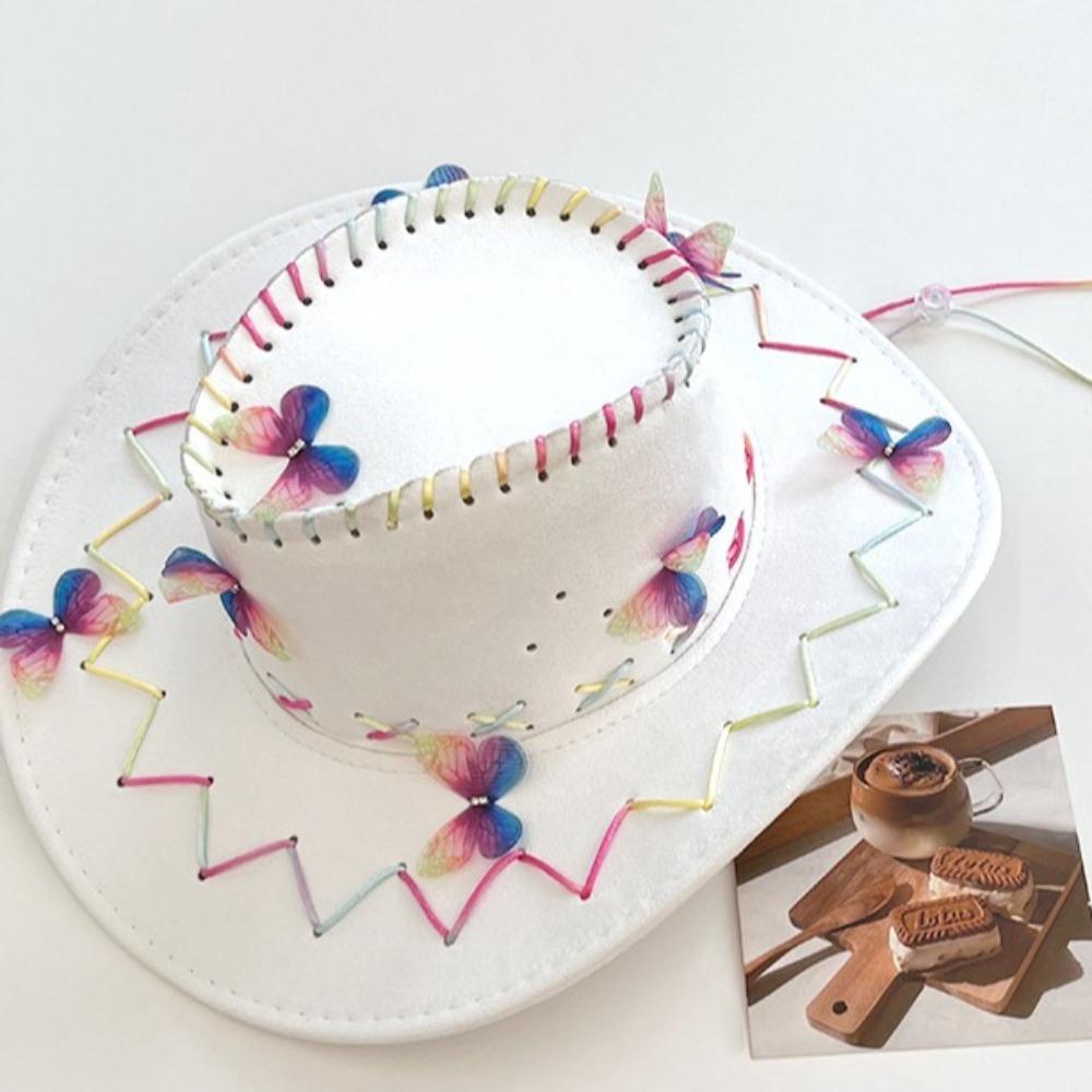 Denim Sunscrean Bucket Cap Punk Summer Sun Hat Elegant Western Cowboy Hat  Travel