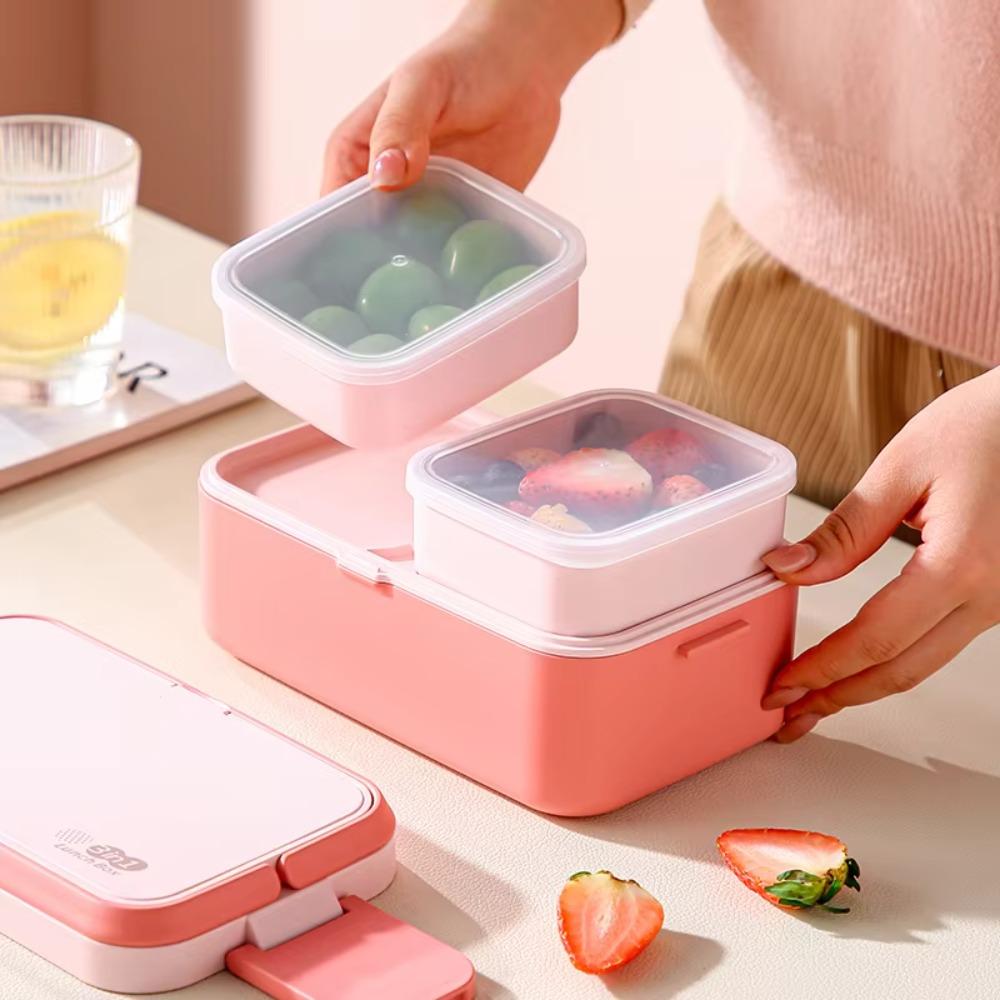 Microwavable 2 Layer Picnic Lunch Box Separated Food Storage Box Portable Food Container  Adult