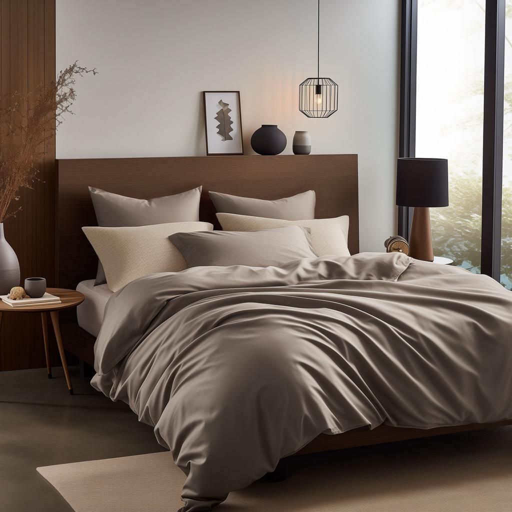 Pillowcase 50x80 cotton satin, dark beige, plain