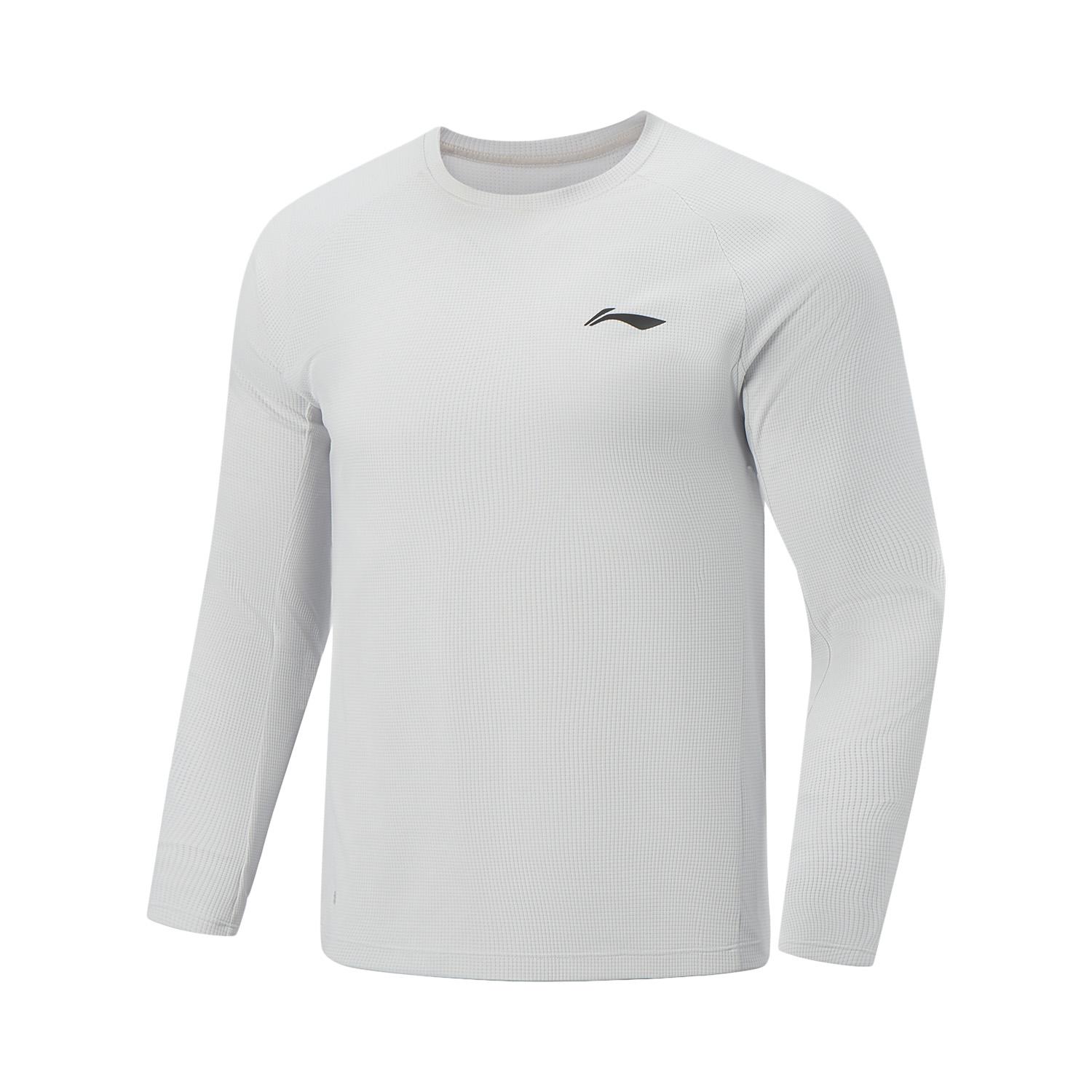 Li-Ning Однотонная дышащая футболка с длинным рукавом и круглым вырезом для мужчин ATLW017-4 2XL