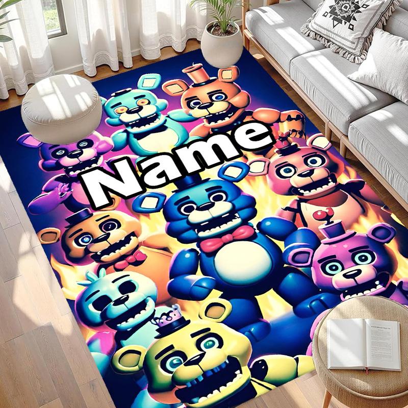 Custom Name Personalized Five Nights at Freddy's Print Carpet, Versatile Home Decor Rug, for Playroom, Apartment, Balcony, Entryway, Hallway Gift