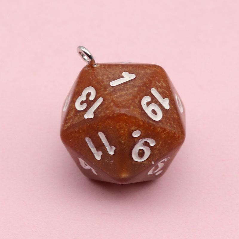 20-Sided Pearl Acrylic Dice Shaker Bag Keychain Pendant for DIY Jewelry