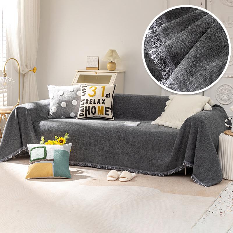Universal Sofa Towel Solid Fringe Sofa Napkin Summer Camping Blanket Shawl Cloth Full Cover Sofa Cushion Nordic Style Home Hotel