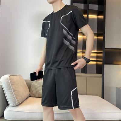 Großes Set Sportanzug Herren Sommer Laufen Schnelltrocknendes T-Shirt Eisseide Schnelltrocknende Kleidung Kurzarmshorts