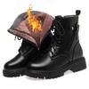 Female Ladies Women Genuine Leather Ankle Boots Wool Snow Boots Platform Autumn Winter Plush Fur Warm Shoes Size Lace Up 35-43